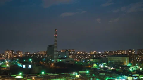 The moon and clouds above night city. Fast time lapse Stock Footage 48826974