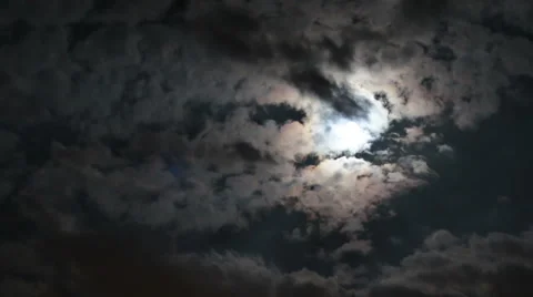 Moon and Clouds Stock-Footage 46004434