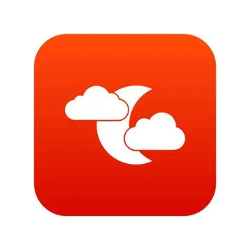 Moon and clouds icon digital red Ilustração Stock