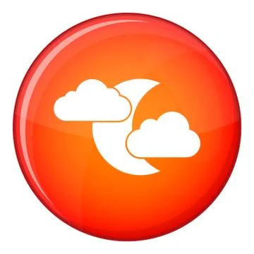 Moon and clouds icon, flat style Ilustração Stock