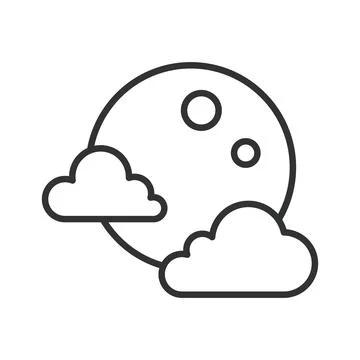 Moon and clouds icon in line design. Moon, night, sky, cloud, weather, astronomy Stock Illustration