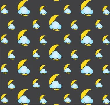 Moon and clouds icon pattern background ,Vector illustration background. 스톡 일러스트