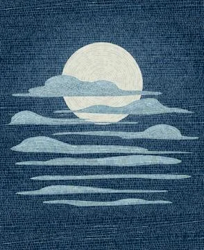 Moon and clouds mosaic vector abstract art illustration Stock Photos