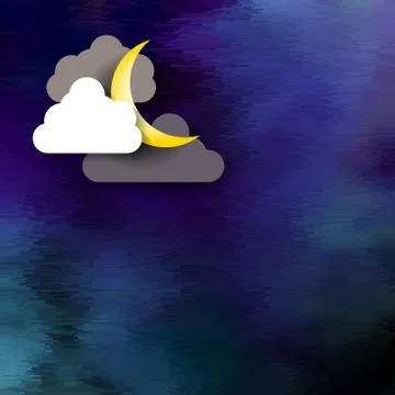 Moon and clouds on navy blue night background. Vector image Illustrazione stock
