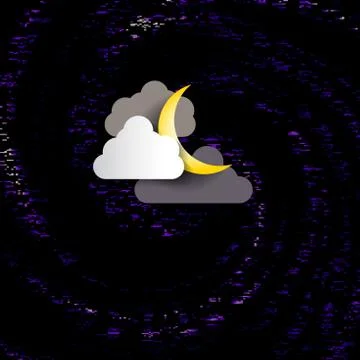 Moon and clouds on navy blue night background. Vector image Stock Illustration