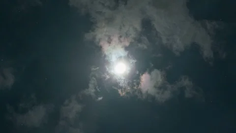 Moon and clouds in the night sky, timelapse Stock Footage 104151034