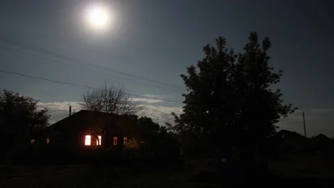 Moon And Clouds At Night Sky Timelapse Stock Footage 234793463