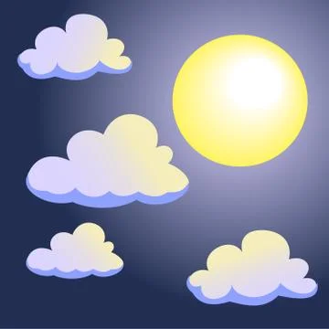 Moon and Clouds on Night Sky Background-Vector Illustration Stock Illustration
