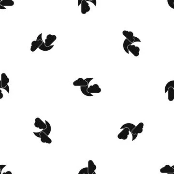 Moon and clouds pattern seamless black イラスト素材