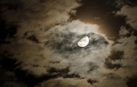 Moon and clouds Foto stock