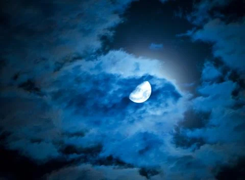 Moon and clouds Foto stock