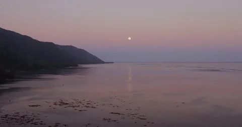 The moon and the coast Stock Footage 115061460