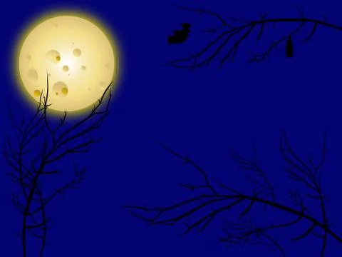 Moon and creepy tree branches Stock Illustration