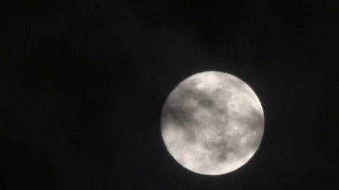 Moon and Dark Fast Clouds in the Night Extreme Close Up Video stock 75513505