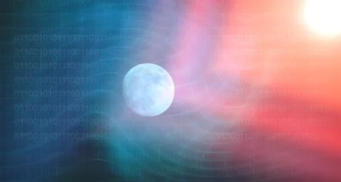 Moon and digital technologies the study of the influence of the moon. moon an Stock Illustration
