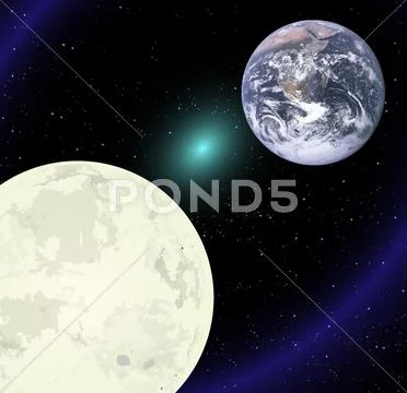 Moon And Earth Stock Illustration