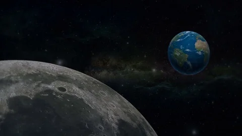 Moon And Earth Orbiting In Space Stock Footage 83758443