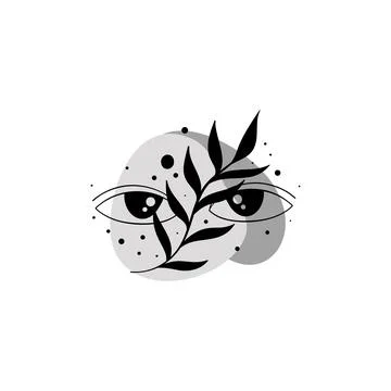 Moon and evil eye authentic sign.Astrology boho witch symbol amulet.Sacred Stock Illustration