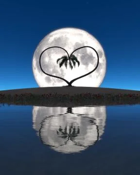 Moon and heart Stock Illustration