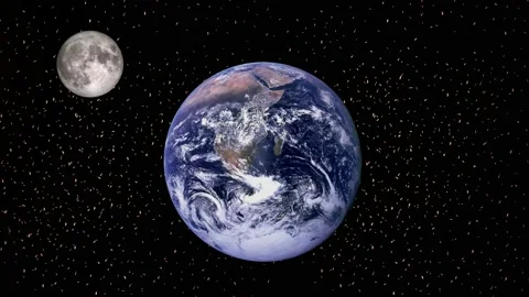 Moon and High quality space world surface stars at background. Stock Footage 230238396