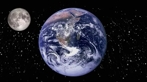 Moon and High quality space world surface planets at background. Stock Footage 230238554