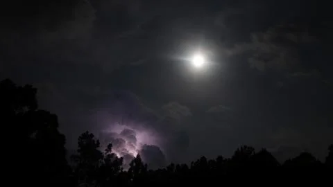 Moon and Lightning Stock Photos