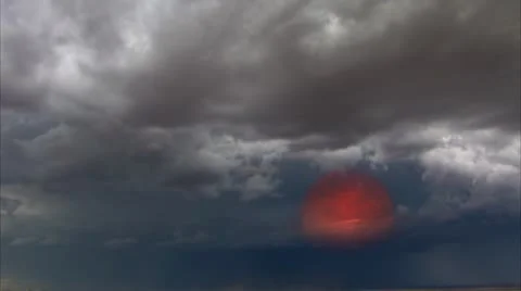 Moon and Lightnings Stock Footage 12647369