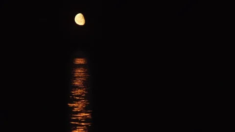 Moon and moonlight path with low moon above the sea Video stock 95228981