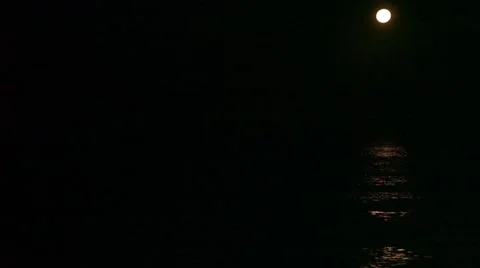 Moon and Moonlit Ocean Stock Footage 46415244
