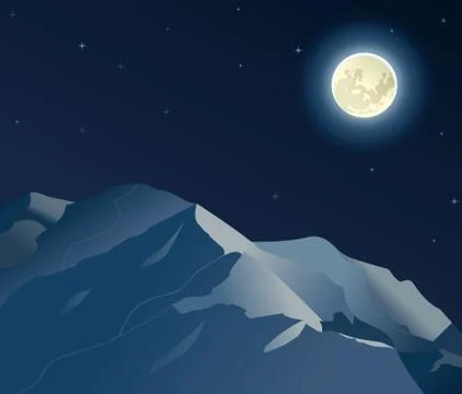 Moon and Mountains Stock Illustration