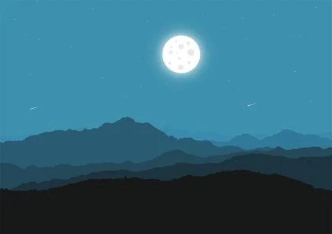 Moon and mountains vector Stock Illustration