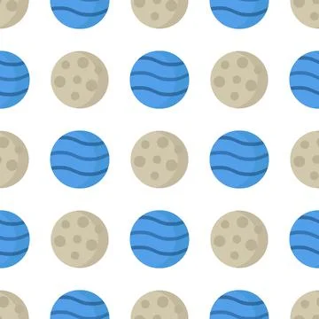 Moon and Neptune pattern on light background for web design Stock Illustration