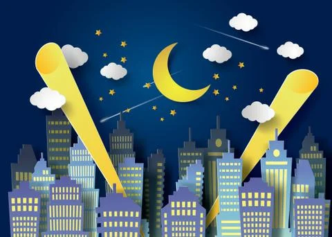 Moon And Night Sky. Stock Illustration