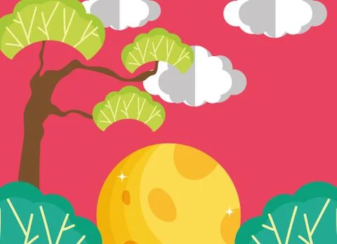 Moon and park vector design Stock Illustration