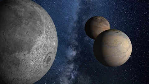 Moon and planets rotation Stock Footage 86235959