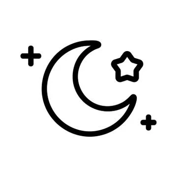 Moon and star icon vector. Isolated contour symbol illustration Ilustração Stock
