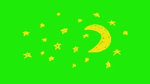 Moon and star looping animation on green background Stock Footage 340269846