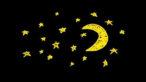 Moon and star looping animation on black background Stock Footage 340273194