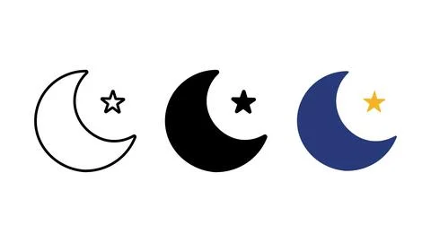 Moon and star night icon set Ilustração Stock
