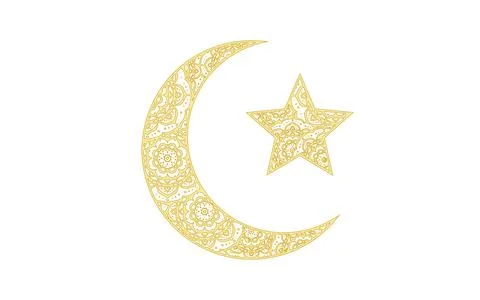 Moon and star objects with exotic patterns. Stock Illustration