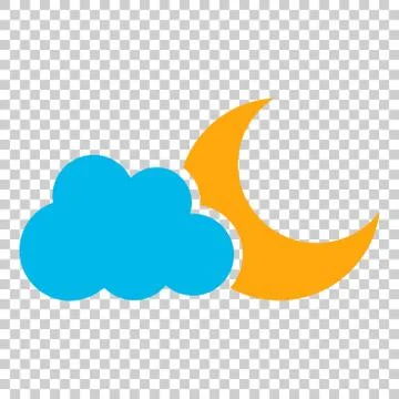 Moon and stars with clouds vector icon in flat style. Nighttime illustration  스톡 일러스트