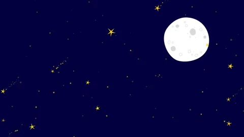 moon and stars on night sky 4k animation... | Stock Video | Pond5