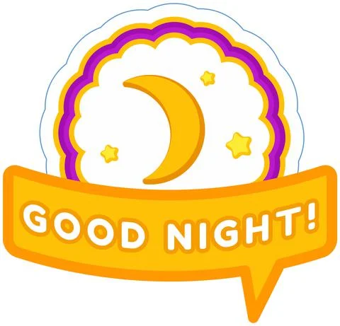 Moon and stars on patch bage on blue background. Good night inspirational Ilustração Stock