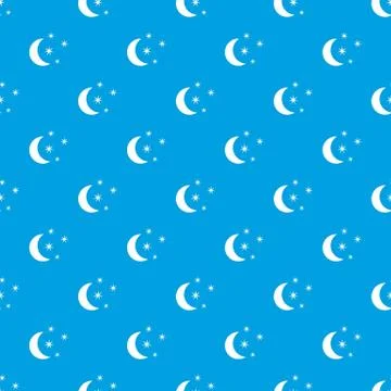 Moon and stars pattern seamless blue Stock Illustration