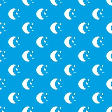 Moon and stars pattern seamless blue Stock Illustration