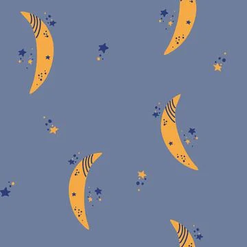 Moon and stars seamless pattern. Night sky background. Sweet dreams. Space an Stockillustratie
