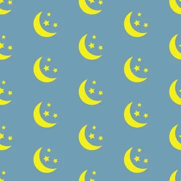 Moon and stars, seamless pattern, vector. Illustrazione stock