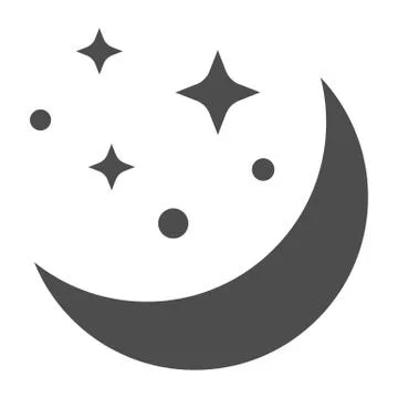 Moon and stars solid icon, astrology concept, night sky sign on white background Stock Illustration