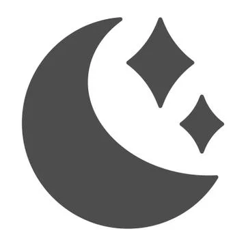 Moon and stars solid icon, astronomy concept, night sky sign on white background イラスト素材
