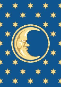 Moon and Stars Vector Design Stock Illustration
